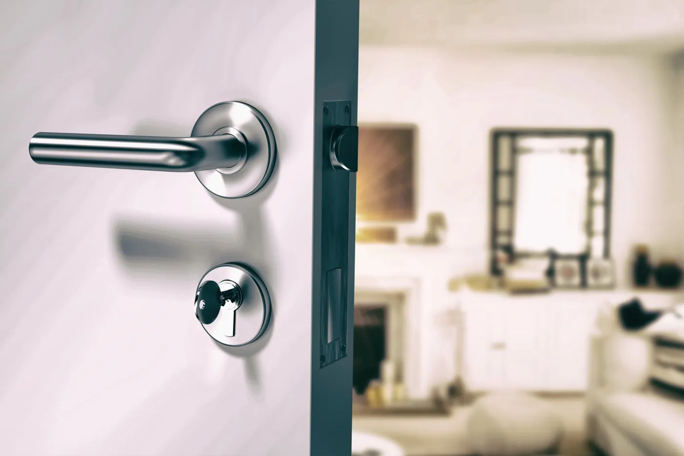 Poignée et barillet posés sur une porte d'appartement à Épinay-sur-Seine (93800)